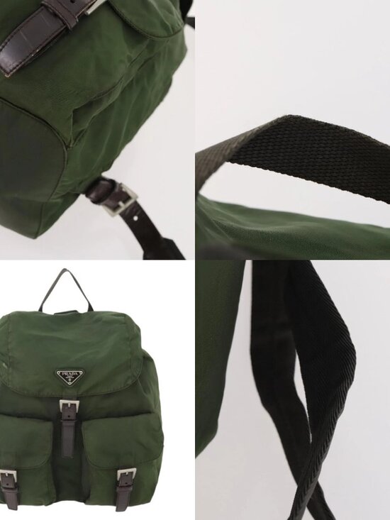 PRADA Backpack Nylon Khaki Silver Auth ARZ774 main image 5